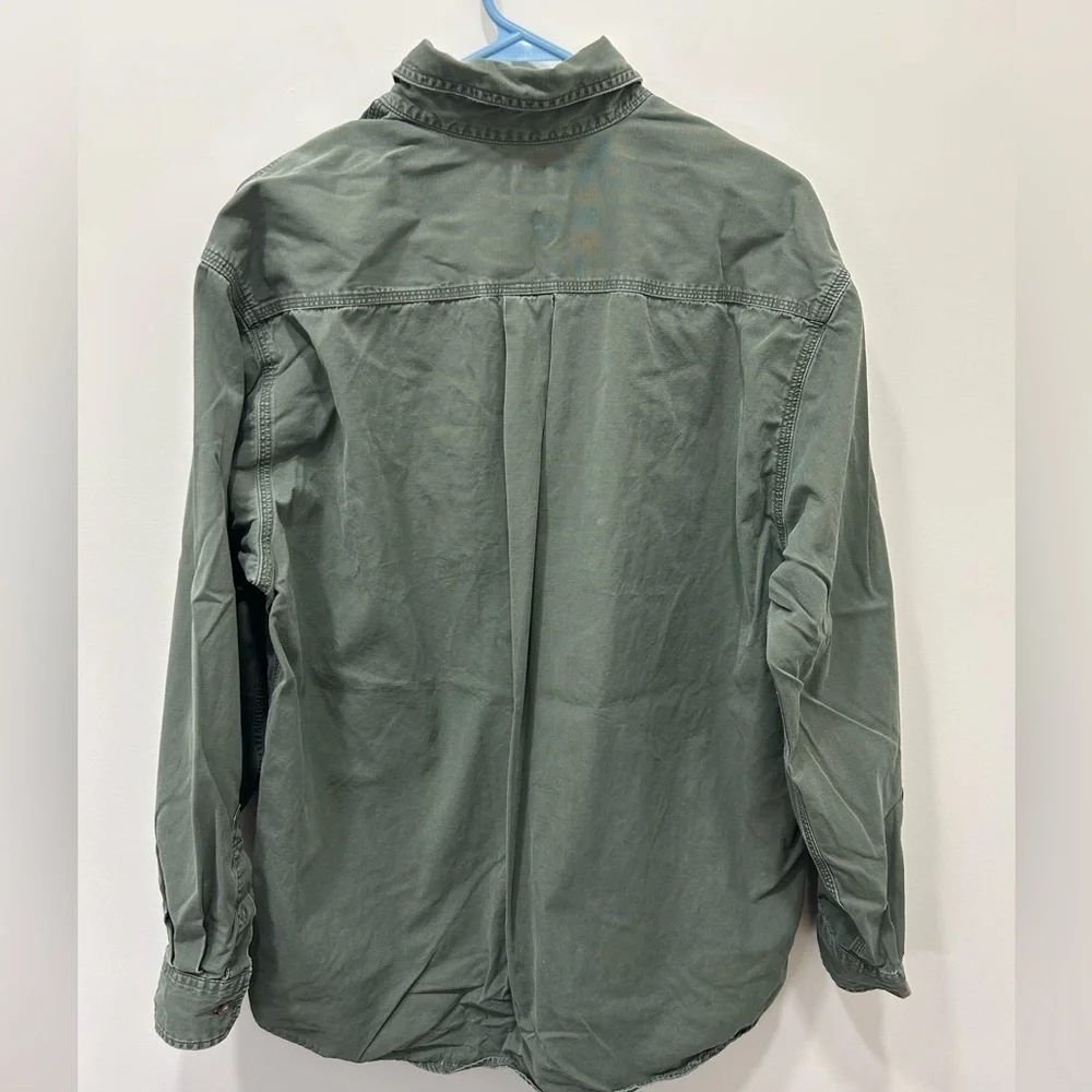 Carhartt Olive Green and Tan Contrast Collar Work Shirt - Picture 7 of 8